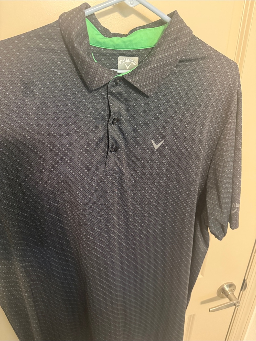 Callaway Men's Black Polo with Green Collar Trim
